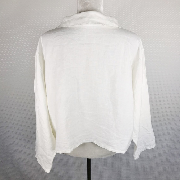 Bryn Walker Shirt 100% Linen White Long Sleeve S - Picture 3 of 8